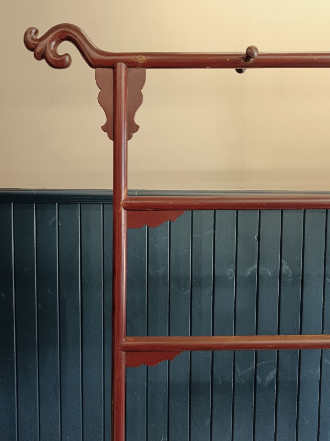 Antique Late 19th Century Chinese Lacquered Clothes Rack  Robe Stand   (9).jpg